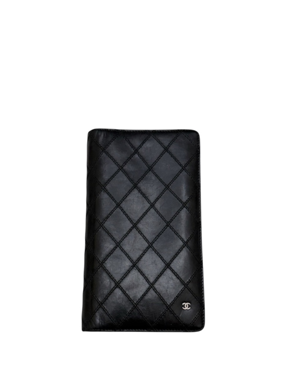 CHANEL - BICOLORE BLACK QUILTED LEATHER LONG BIFOLD WALLET